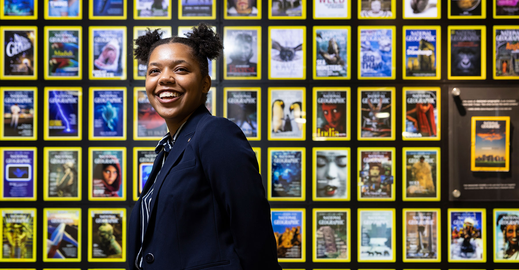 In the summer of 2022, senior, Sonja Phillips-Thomas (Film and Music double major), interned at National Geographic Society Washington D.C. Photo by: Ron Aira/Creative Services/ George Mason University