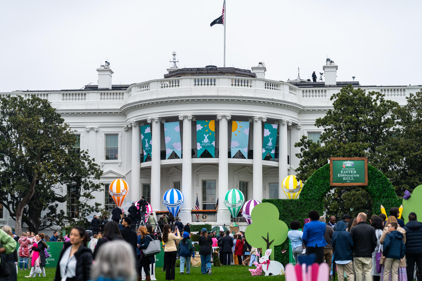 Guests gather in front of The White House on April 1, 2024 for the annual Easter Egg Roll. Photo by Joshua Cruse & Nathaniel Henry / Green Machine Ensembles