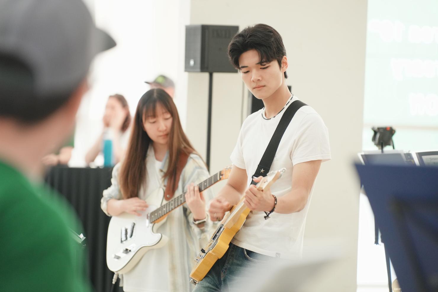 Musicians play at the Mason Korea 10th anniversary kickoff celebration