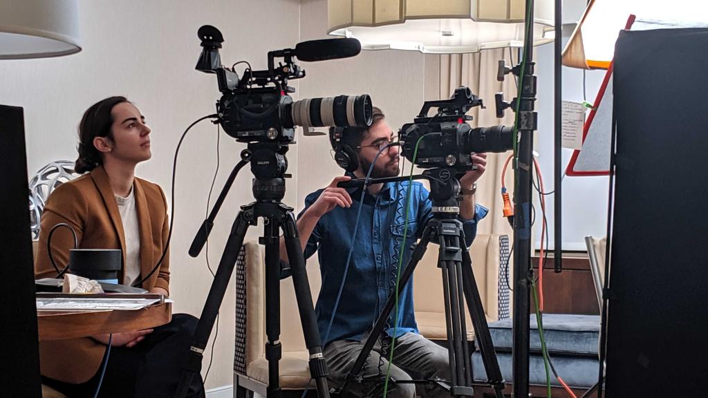 Kyle Finnegan filming on set