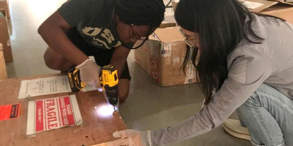 George Mason Arts Management Students working on installation