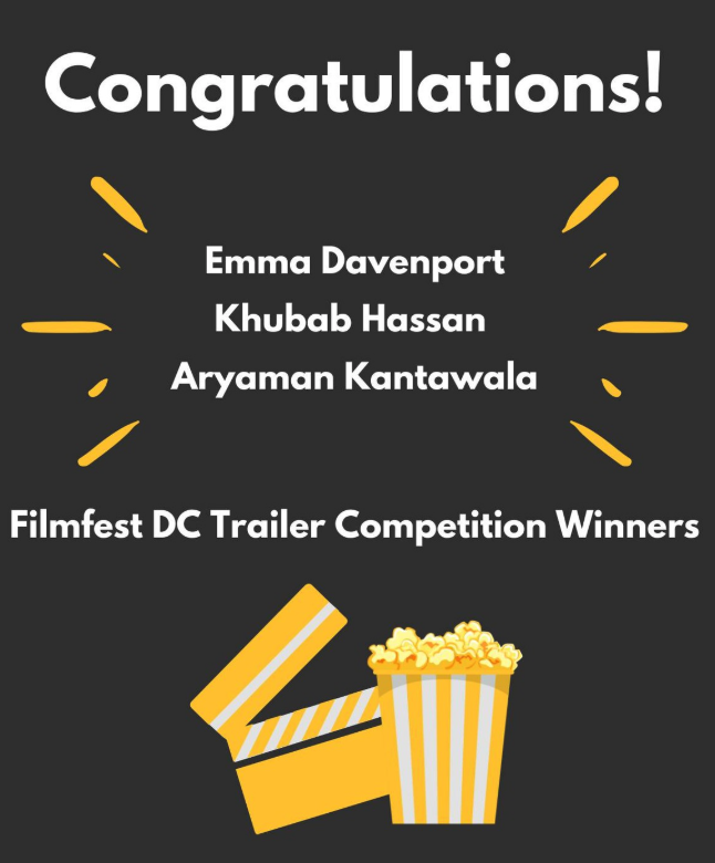 Poster with winners names for Filmfest DC Trailer Competition